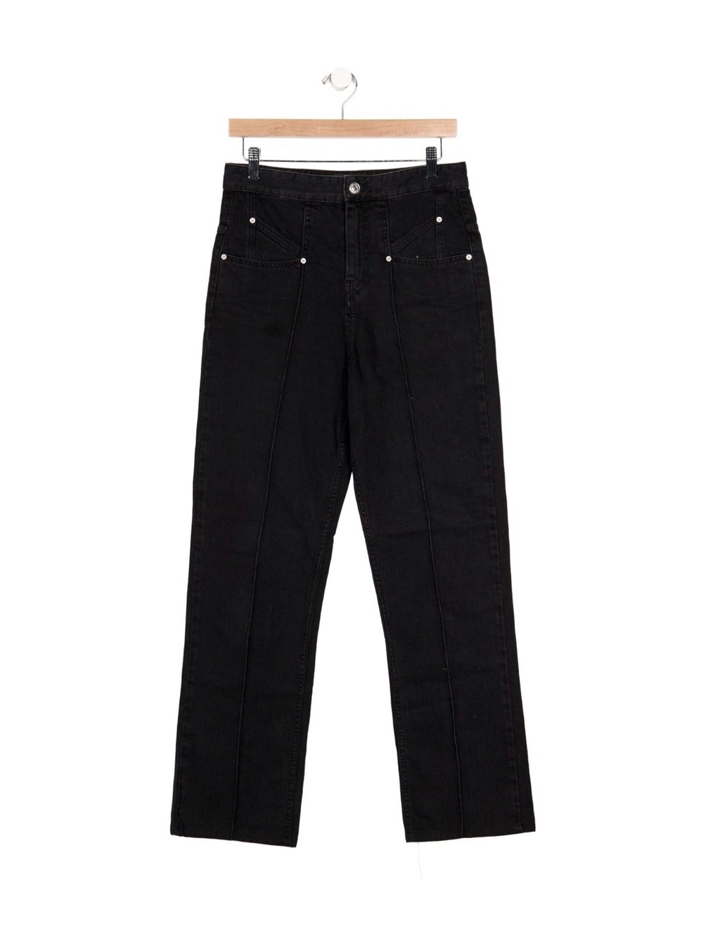 Isabel Marant Black High-Rise Straight Leg Jeans